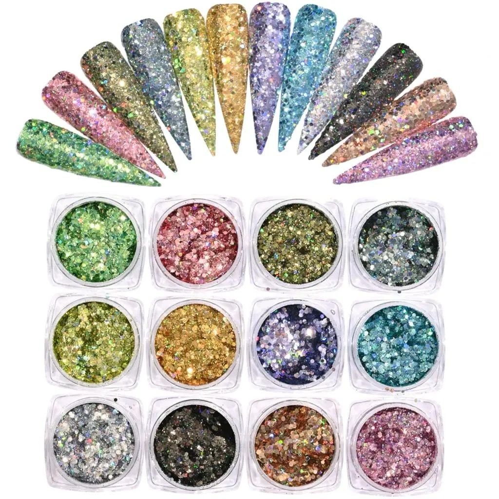 Set 12 buc Paiete cu sclipici holografic