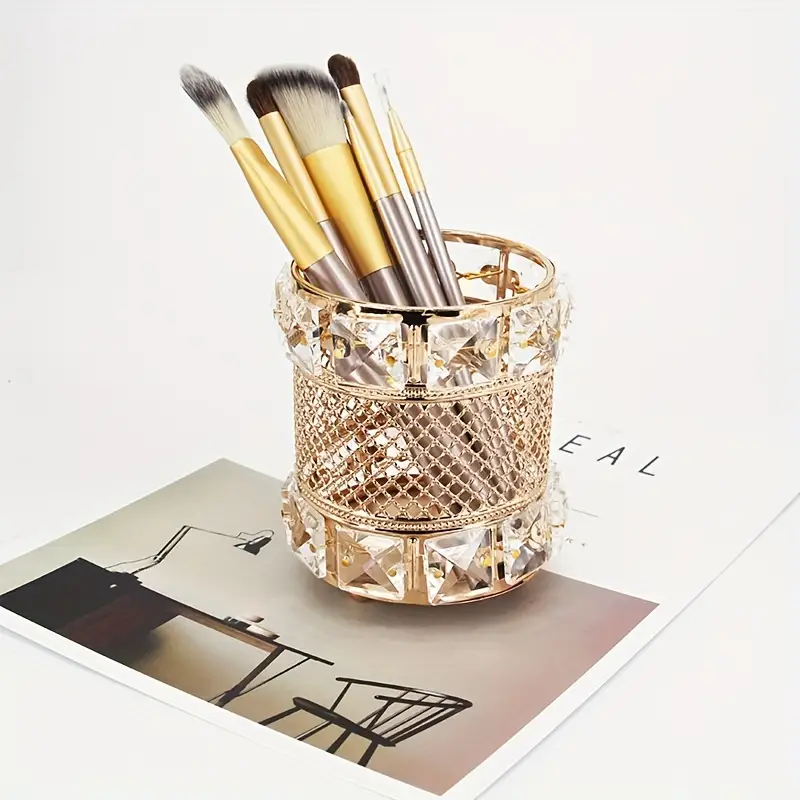 Suport Pensule si ustensile manichiura, Makeup Beauty Gold