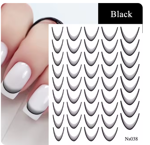 Sticker unghii , manichiura French Black