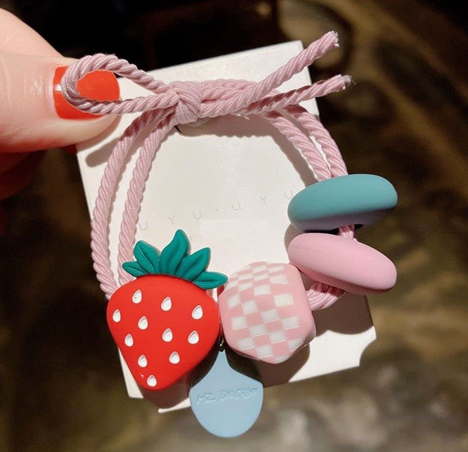 Elastic pentru Par cu Accesoriu Capsuna