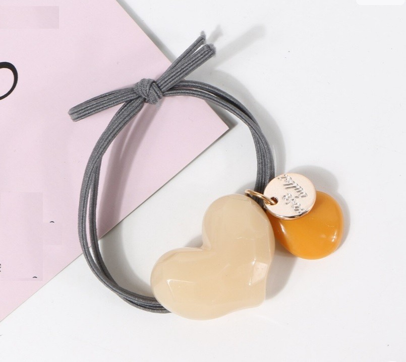 Elastic pentru Par cu Accesoriu Inima Bej