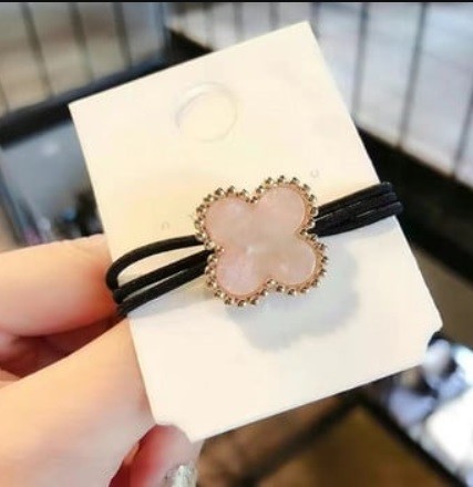 Elastic Negru  de Par cu Accesoriu Trifoi Rose