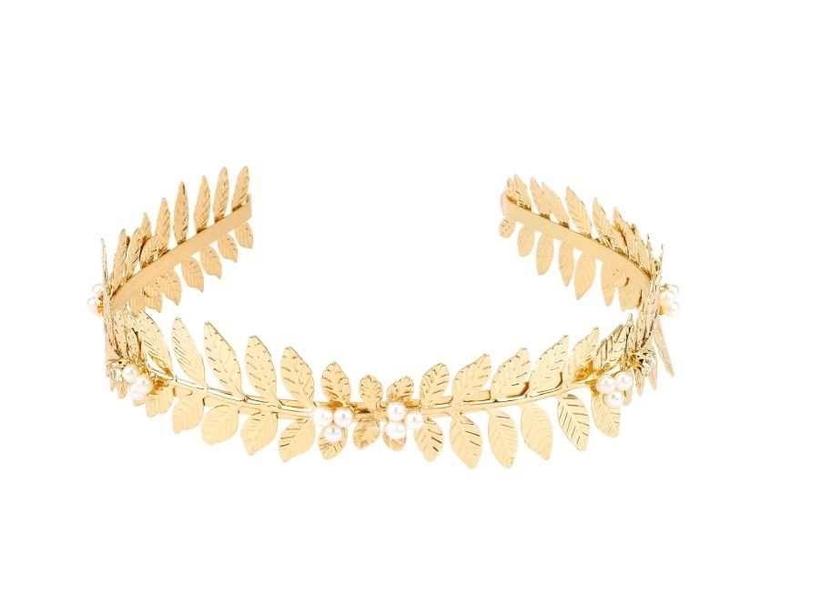 Diadema Aurie Stil Grecesc Frunze de Maslin