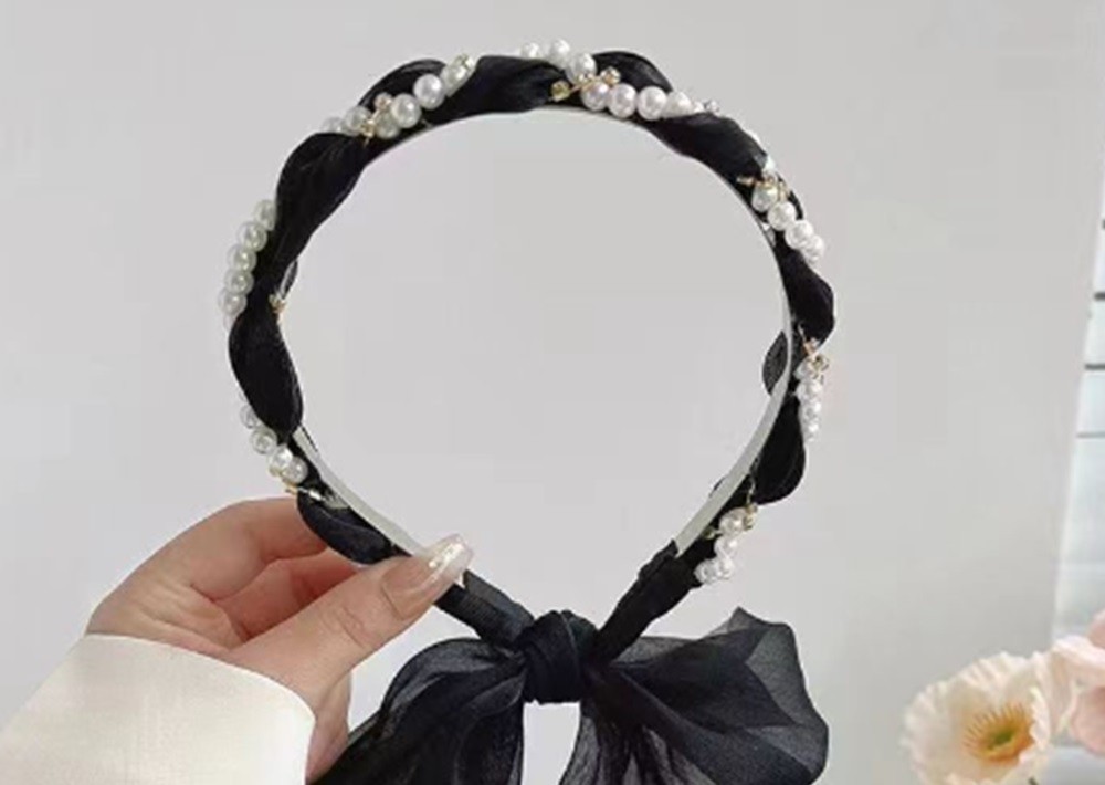 Cordeluta Neagra pentru Coafat Parul Model Perle cu Panblica