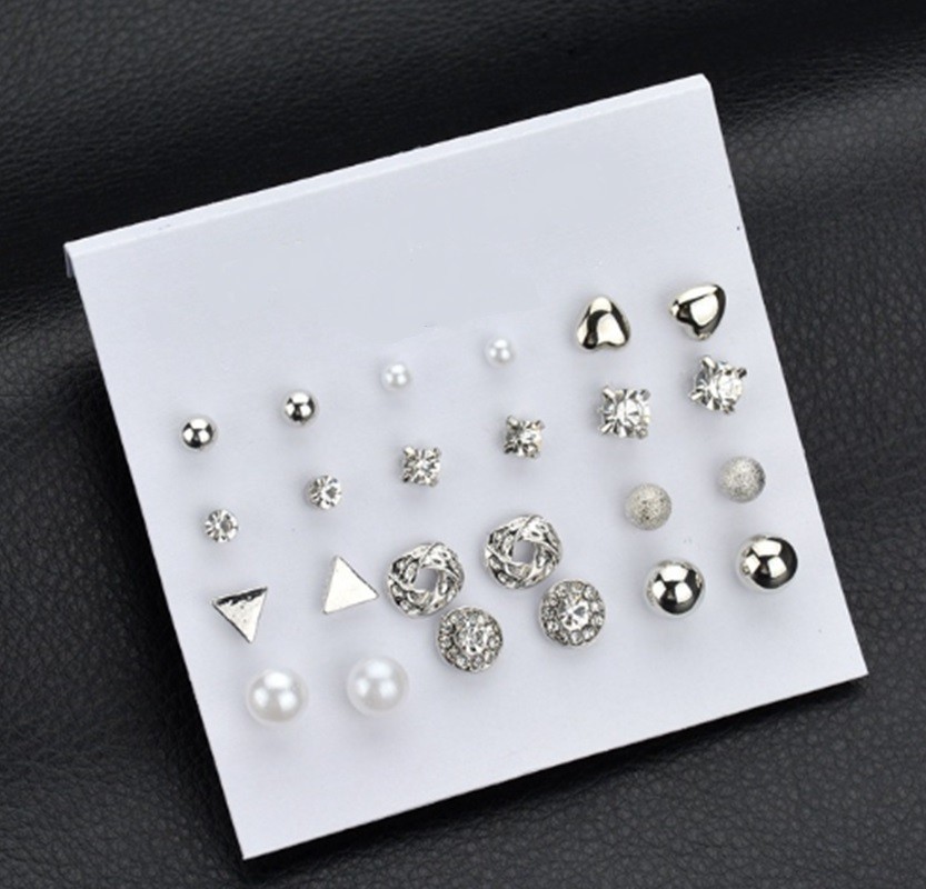 Set 12 Perechi Cercei Argintii Diverse Modele