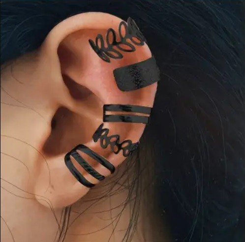 Set 5 Cercei  Argintiu inchis Model Ear Cuff