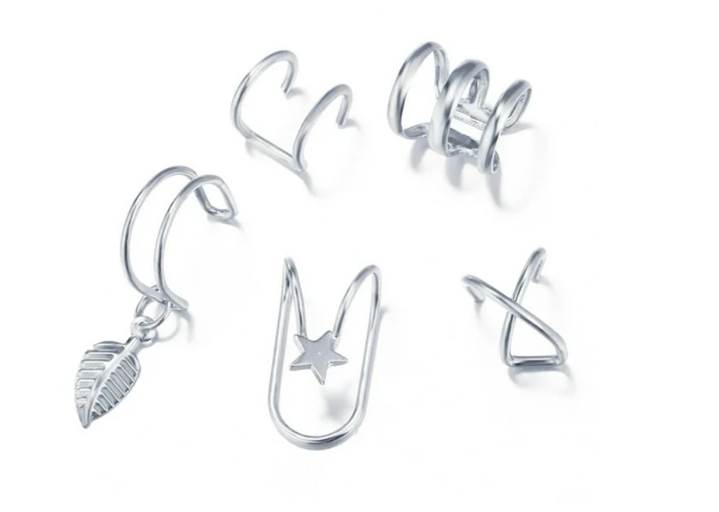 Set 5 Cercei Argintii tip Ear Cuff