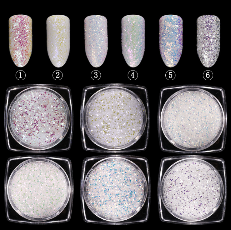 Set 6 Sclipici White Nail Art - GSP97