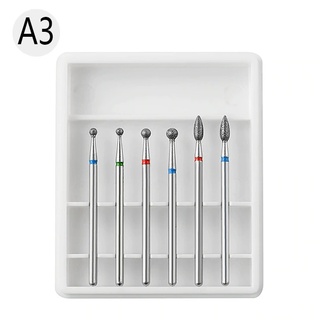Set 6 Capete Freza Unghii Cuticula Alb - A3
