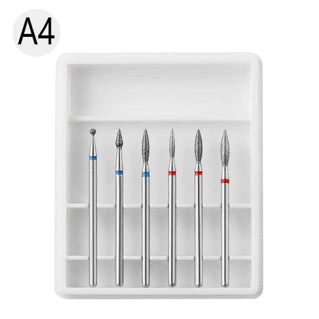 Set 6 Capete Freza Unghii Cuticula Alb - A4