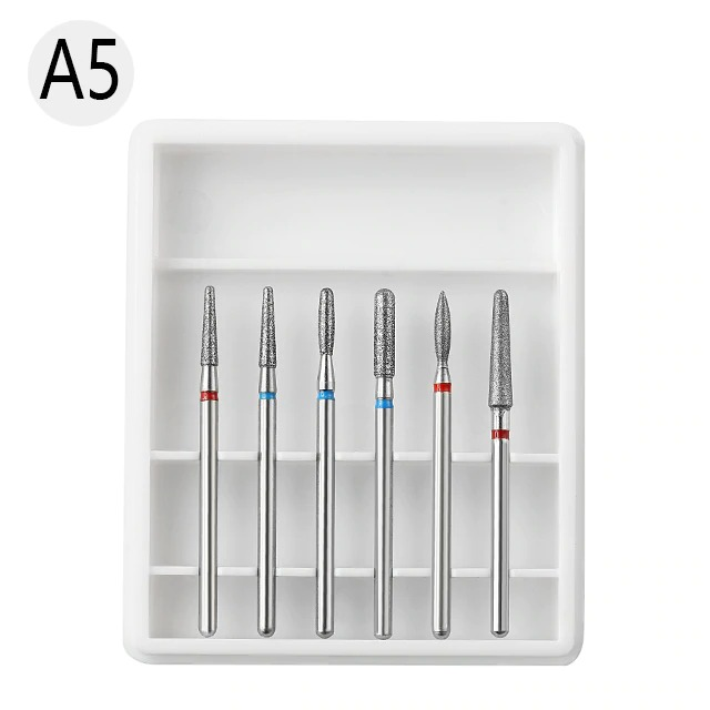 Set 6 Capete Freza Cuticula Pedichiura Alb  - A5