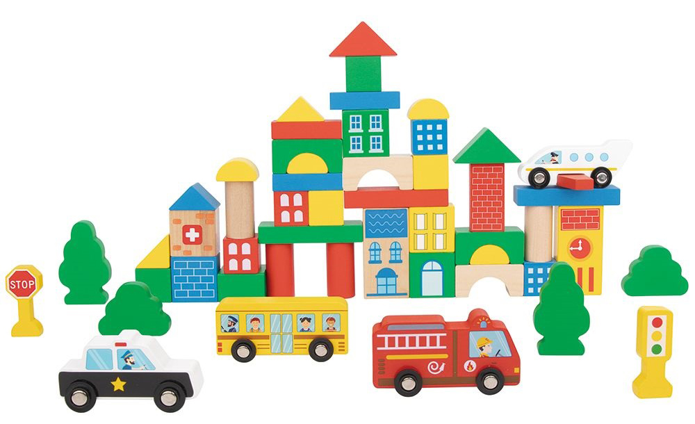 Constructor din lemn Tooky Toy - Oraș