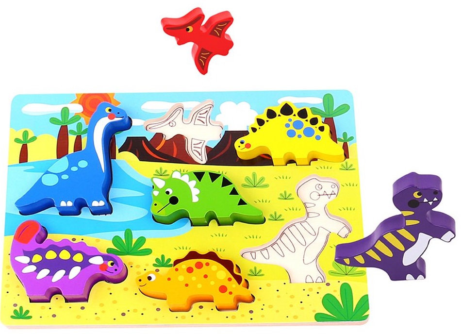 Puzzle din lemn Tooky Toy - Dinozauri
