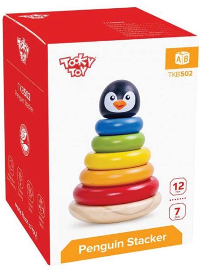 Joc de stivuit din lemn Tooky Toy - Pinguin