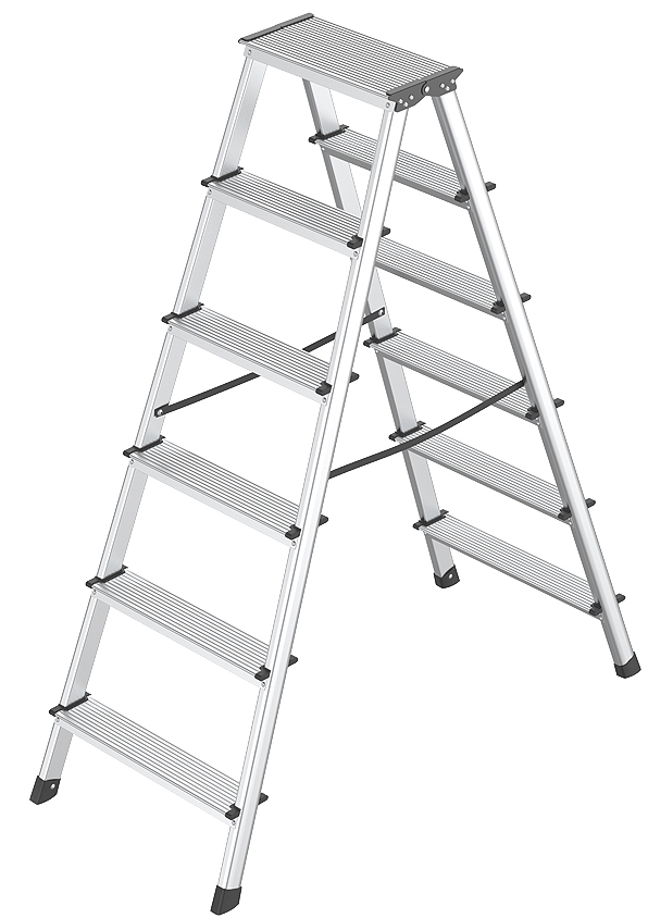 Scară dublă din aluminiu MMS - 2x6 trepte, 2.88 m, 150 kg