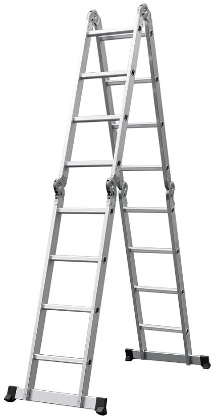 Scară dublă din aluminiu MMS - Multifuncțională, 4x4, până la 150 kg, EN131