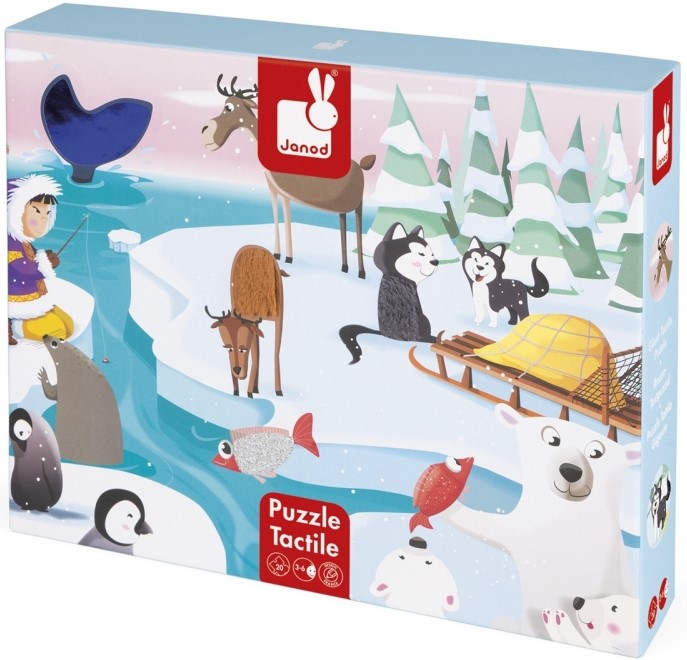 Puzzle tactil Janod, 20 piese - Viata pe gheata