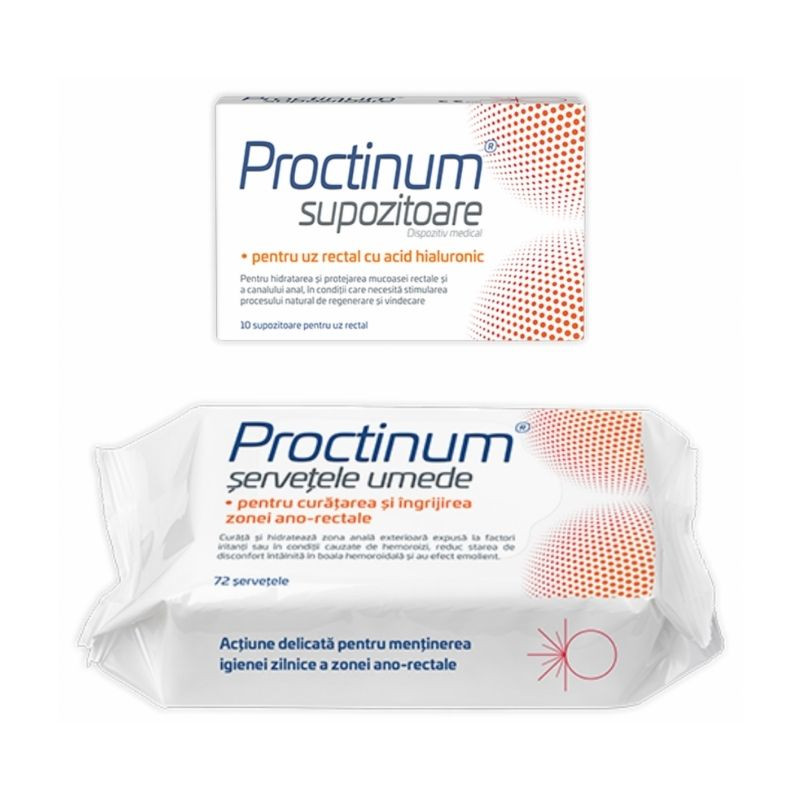 10 supozitoare Proctinum+ Servetele umede 72 bucati, Zdrovit