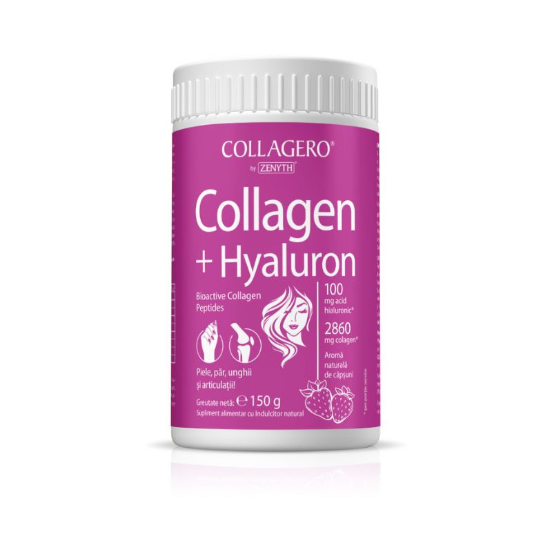 Collagen + Hyaluron cu aroma de capsuni Collagero, 150g, Zenyth