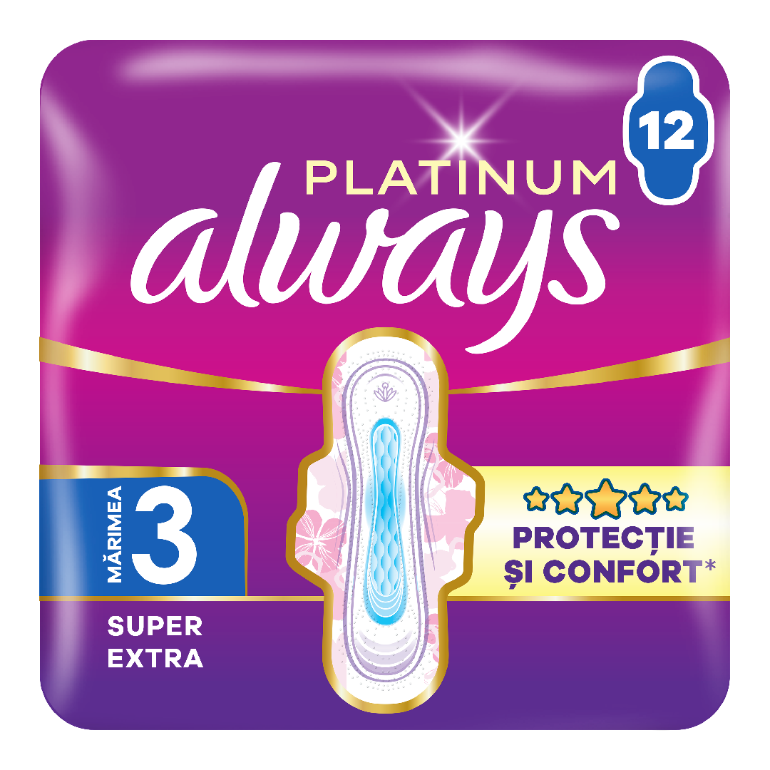 Absorbante Platinum Super Extra, marimea 3, 12 bucati, Always