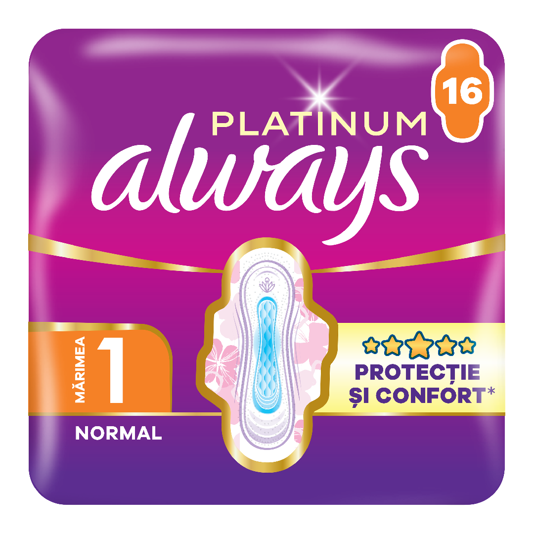 Absorbante Platinum Normal, marimea 1, 16 bucati, Always