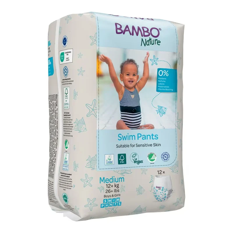 Scutec chilotel pentru baie Eco Swim, Marime M, +12 kg, 12 bucati, Bambo Nature
