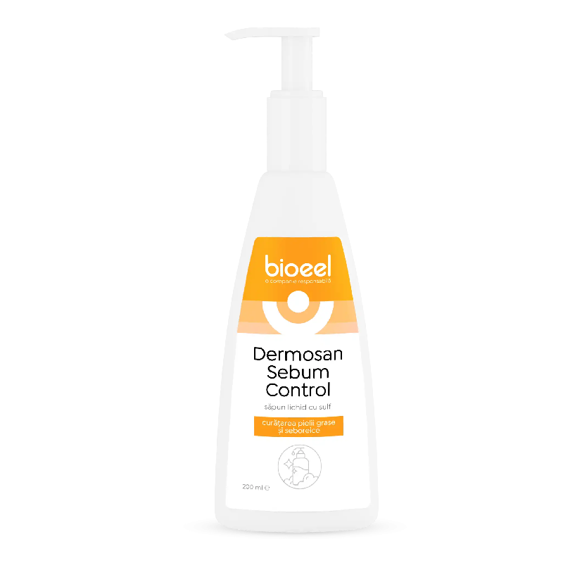Sapun lichid cu sulf Dermosan Sebum Control, 200 ml, Bioeel