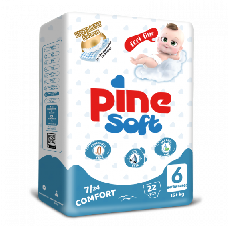 Scutece extra large Soft, 15+ kg, 22 bucati, PINE