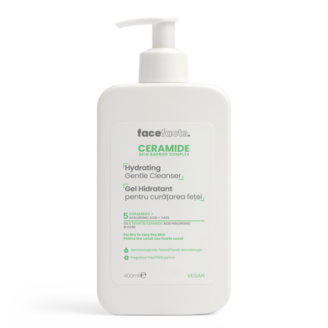 Gel hidratant pentru curatarea fetei Ceramide, 400ml, Face Facts