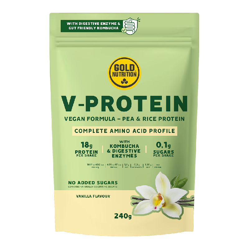 Gold Nutrition Pudra Proteica Vegetala V-protein Vanilie, 240g