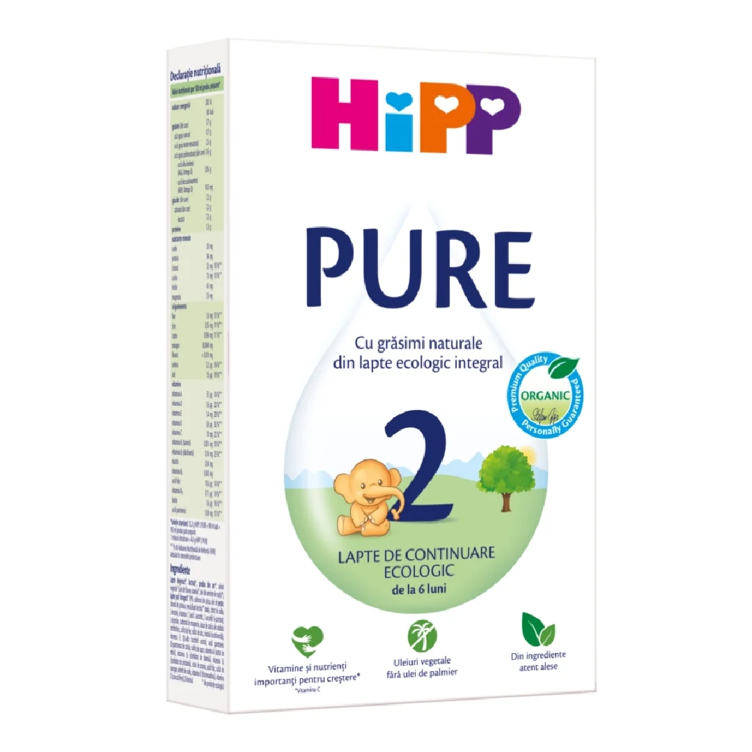Lapte praf Formula de continuare Bio Pure 2, 6 luni+, 300 g, Hipp