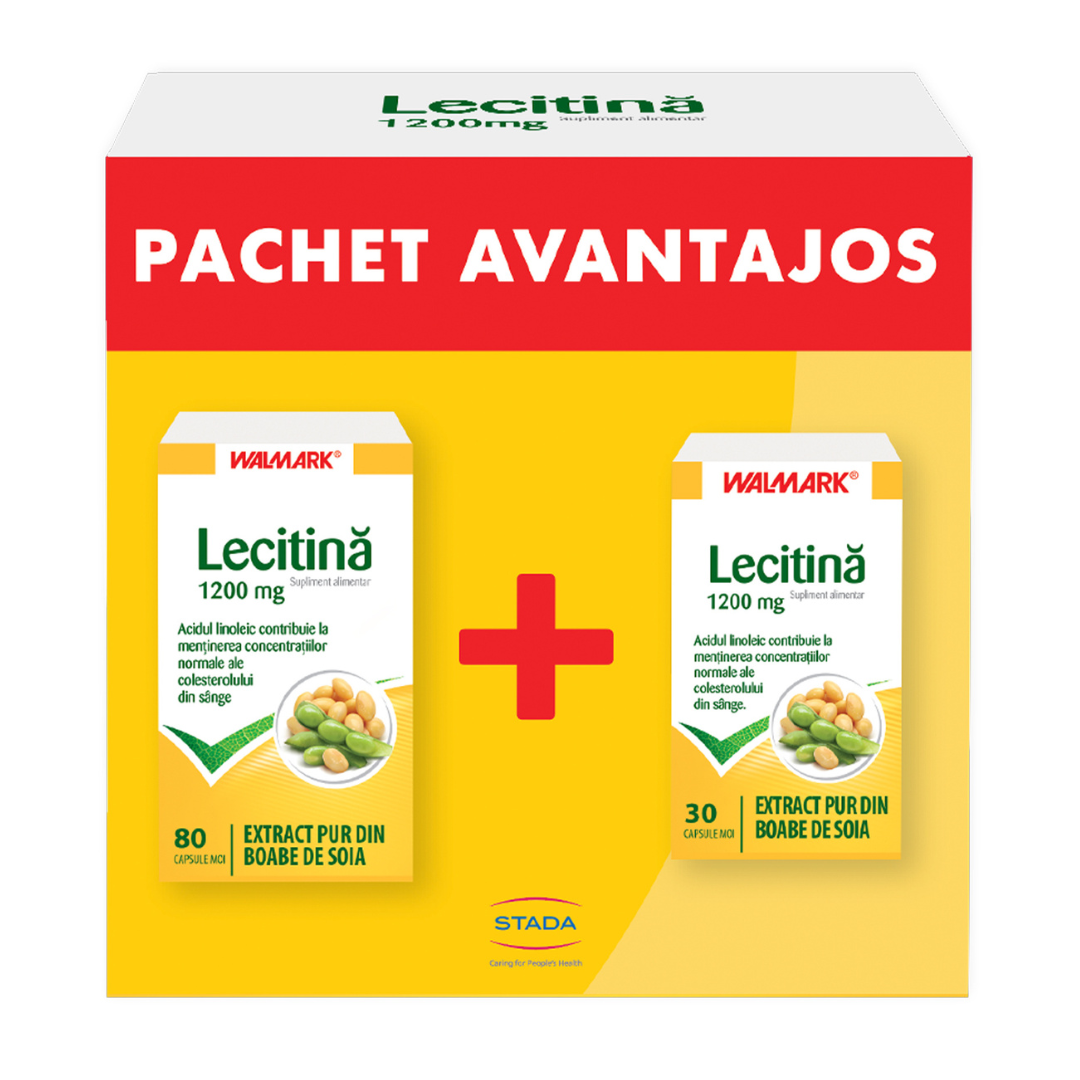 Pachet Lecitina 1200 mg, 80 + 30 capsule, Walmark