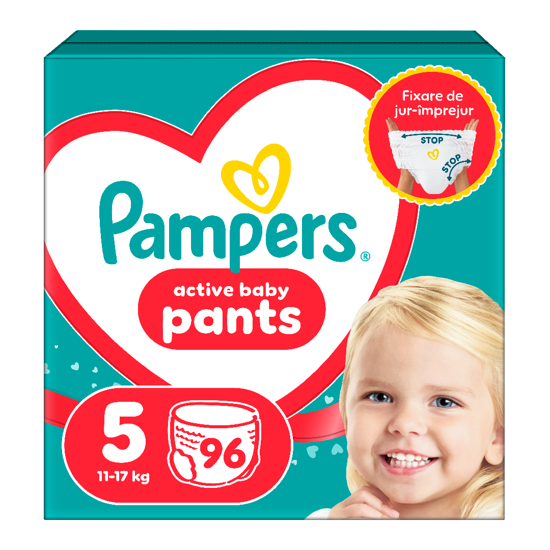 Scutece chilotel Active Baby Pants, marimea 5, 11-17 kg, 96 bucati, Pampers