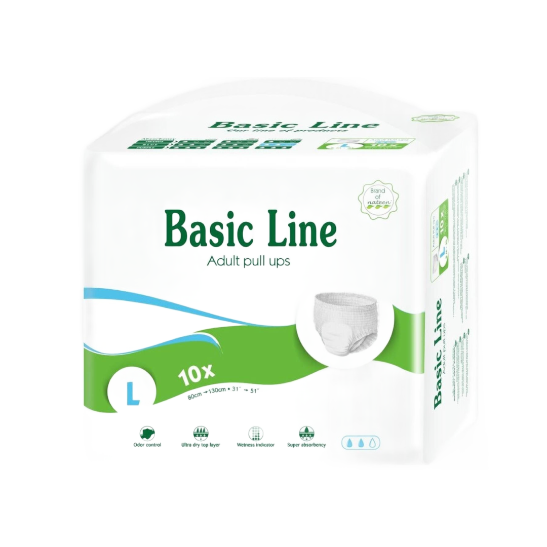 Scutece tip chilot pentru adulti, Basic Line, marime L, 10 bucati, Nateen