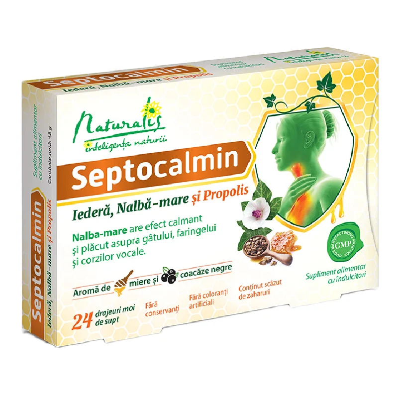 Septocalmin Iedera, Nalba-mare si Propolis, 24 drajeuri, Naturalis