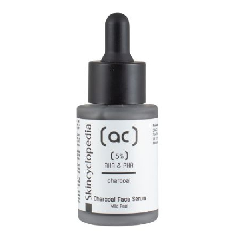 Serum facial exfoliant cu Carbune si Complex 5% AHA + PHA, 30ml, Skincyclopedia