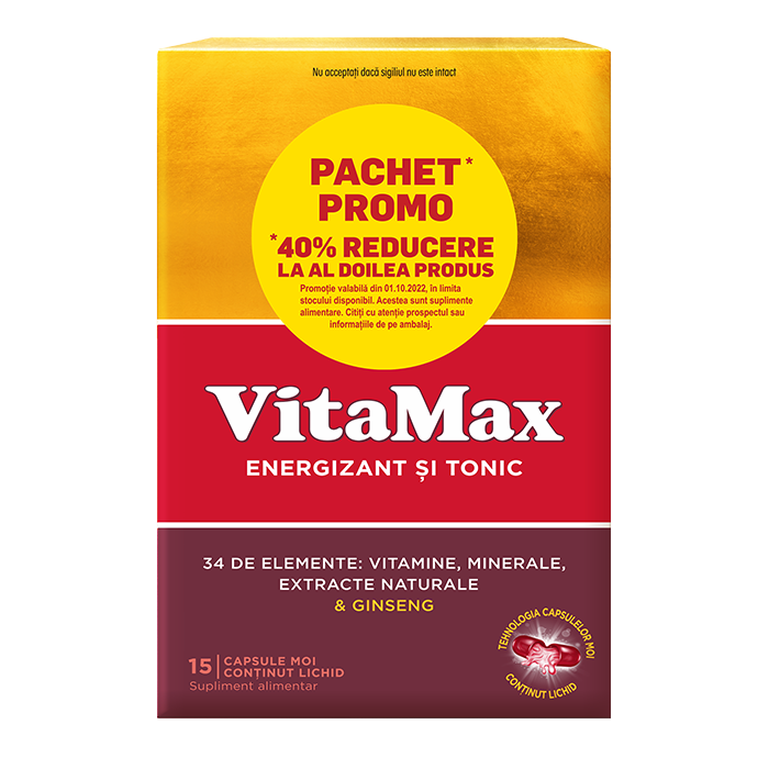 Pachet Vitamax, 15 capsule moi + 15 capsule moi, Perrigo