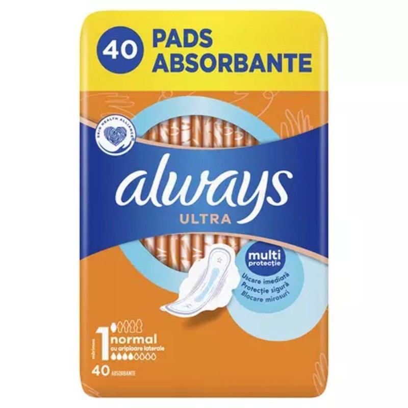 Absorbante Always Ultra Normal, Marimea 1, 40 Bucati