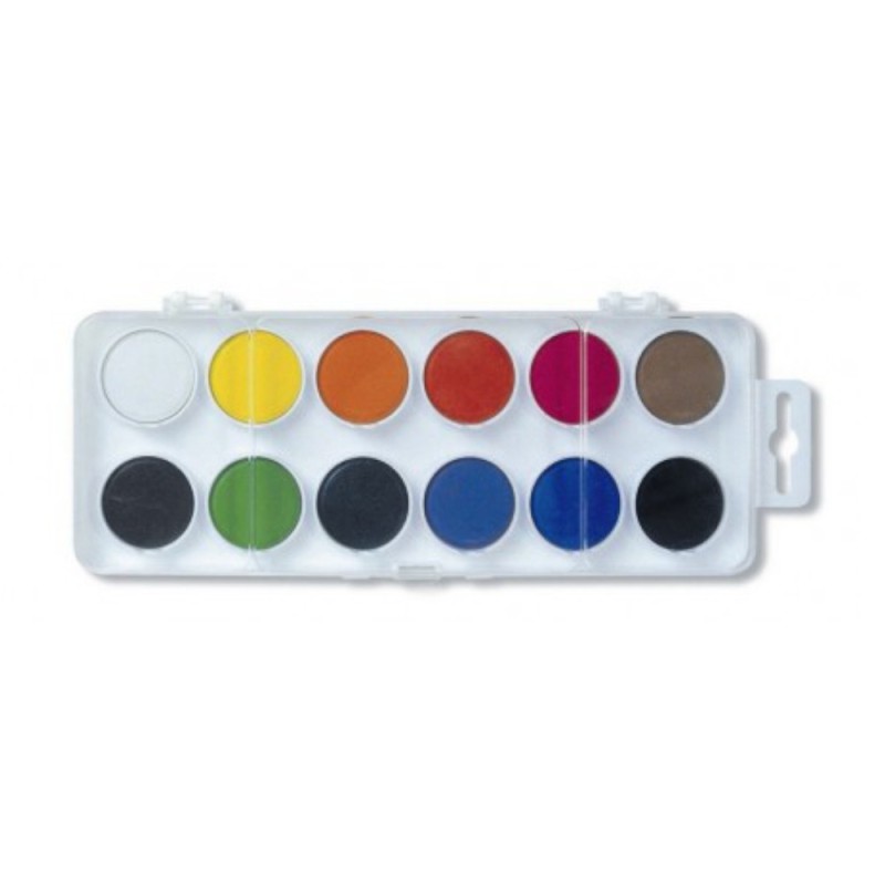 Acuarele, 12 Culori, 22.5 mm, Baza Alba