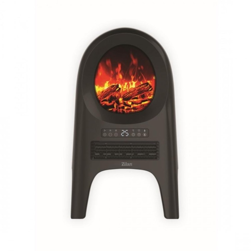 Aeroterma cu Animatie si Telecomanda, Tip Semineu, Ceramica, Neagra, Putere 2000W