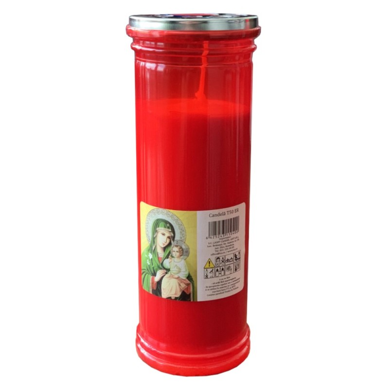 Candela cu Capac Anti-Vant T50E Rosu