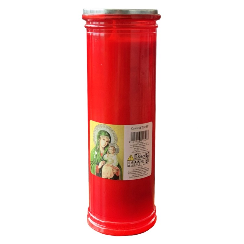 Candela cu Capac Anti-Vant T60E Rosu