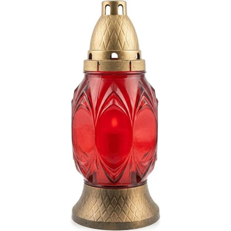 Candela Sticla Hexagonala, Mix Alb-Rosu