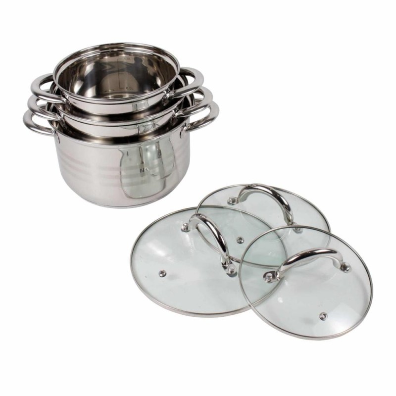 Cratite cu Capace Inox, 1.5 l / 2 l / 3 l, 3 Bucati