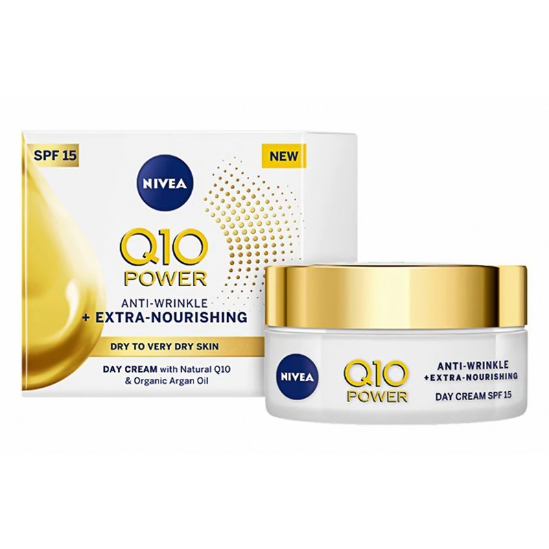 Crema de Zi Nivea Q10 Power Antirid Extra Hidratanta, pentru Ten Uscat, SPF 15, 50 ml