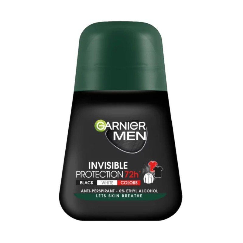Deodorant Roll-on Garnier Men Invisible Black White Colors 72h, pentru Barbati, 50 ml