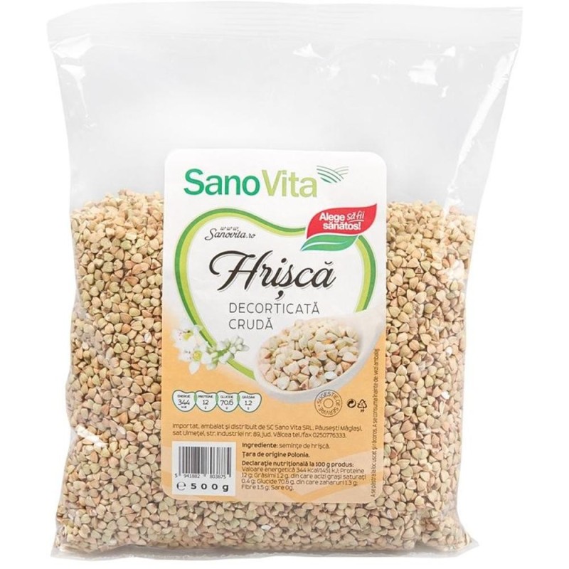 Hrisca Decorticata Cruda, Sanovita, 500 g