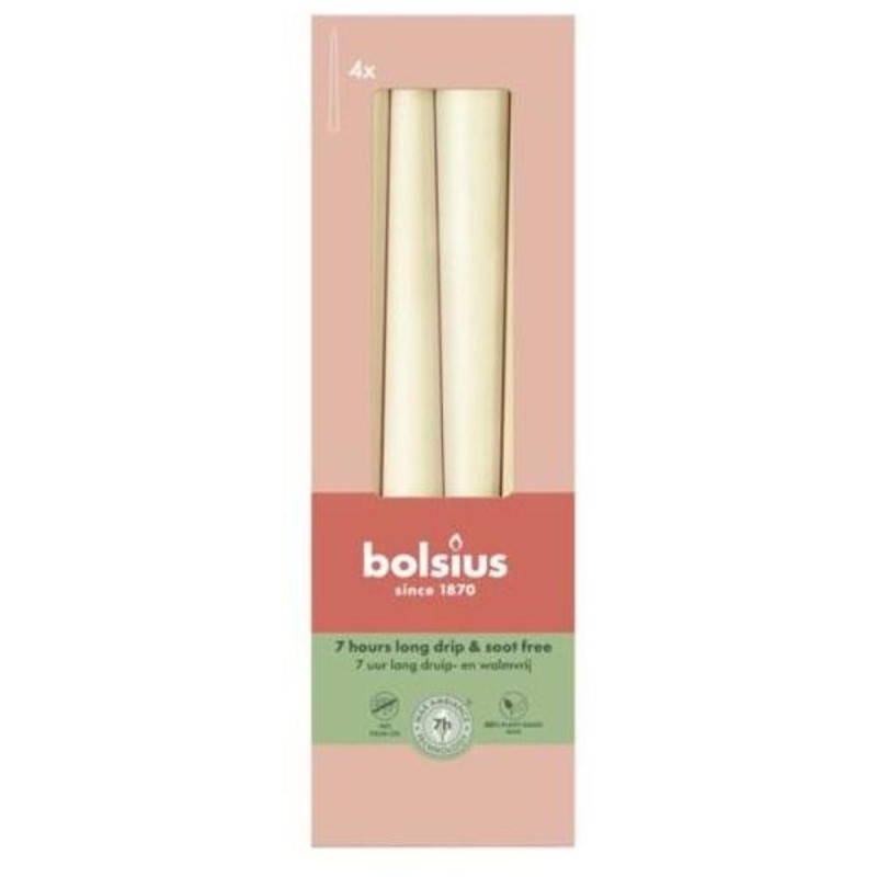 Lumanare Conica, Bolsius, Crem, 4 Bucati