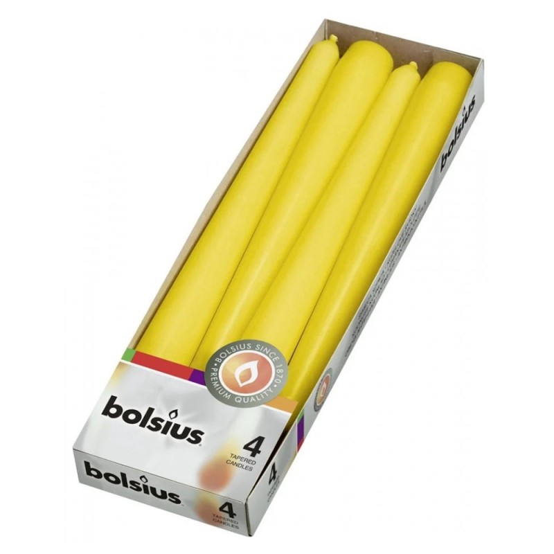Lumanare Conica Bolsius Galbena, 4 Bucati