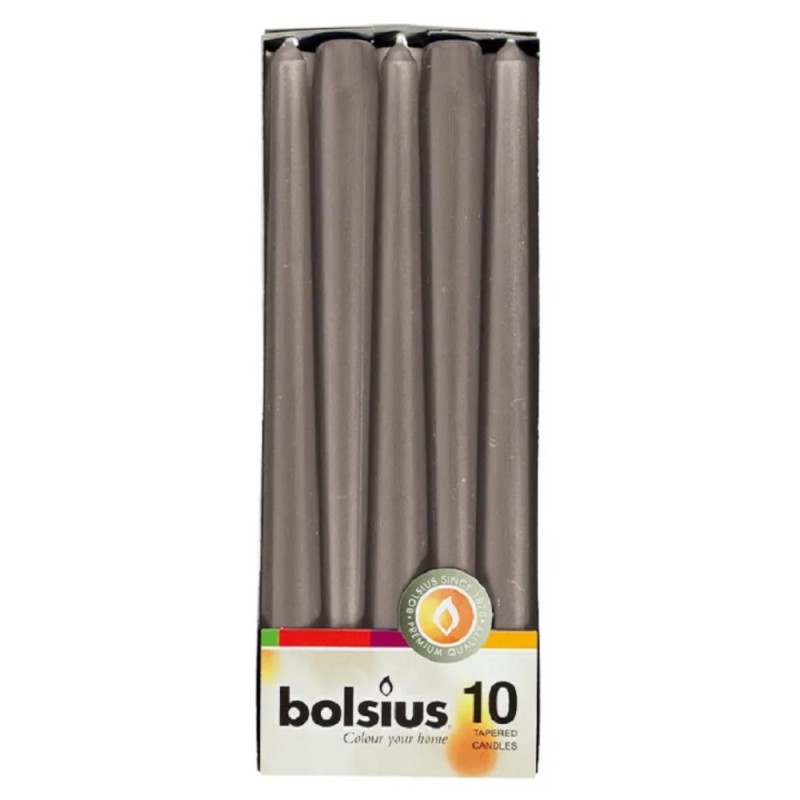 Lumanare Conica Bolsius Gri, 10 Bucati